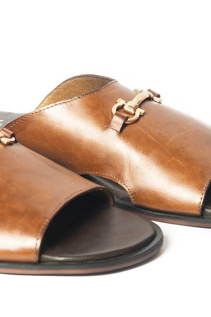 Burnt Tan Leather Sandals by ARTIMEN at Pernia's Pop Up Shop