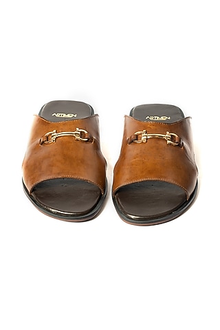 Burnt Tan Leather Sandals by ARTIMEN