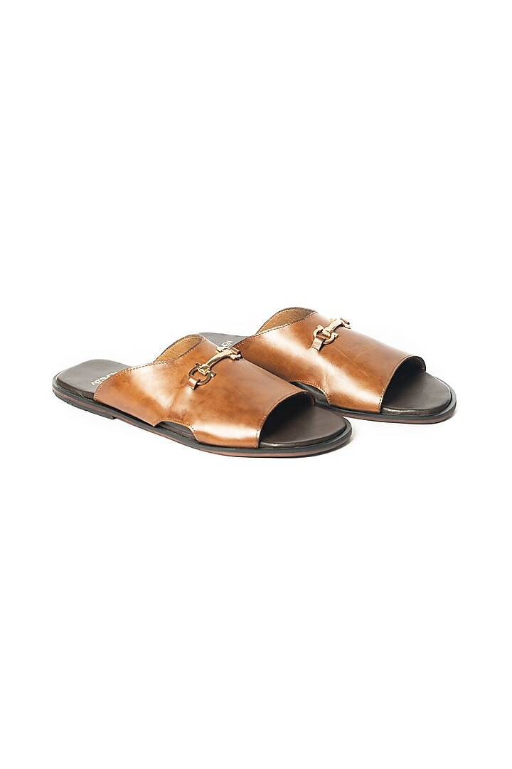 Burnt Tan Leather Sandals by ARTIMEN at Pernia's Pop Up Shop