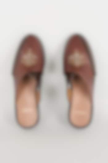 Brown Leather Mules by ARTIMEN at Pernia's Pop Up Shop