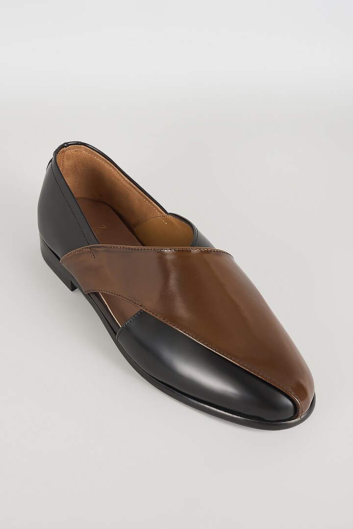 Brown Leather Mojaris by ARTIMEN at Pernia's Pop Up Shop