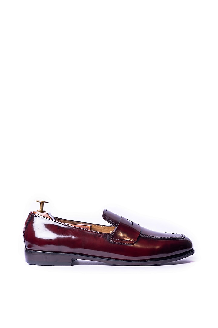 Burnt Cherry Leather Penny Loafers by ARTIMEN at Pernia's Pop Up Shop