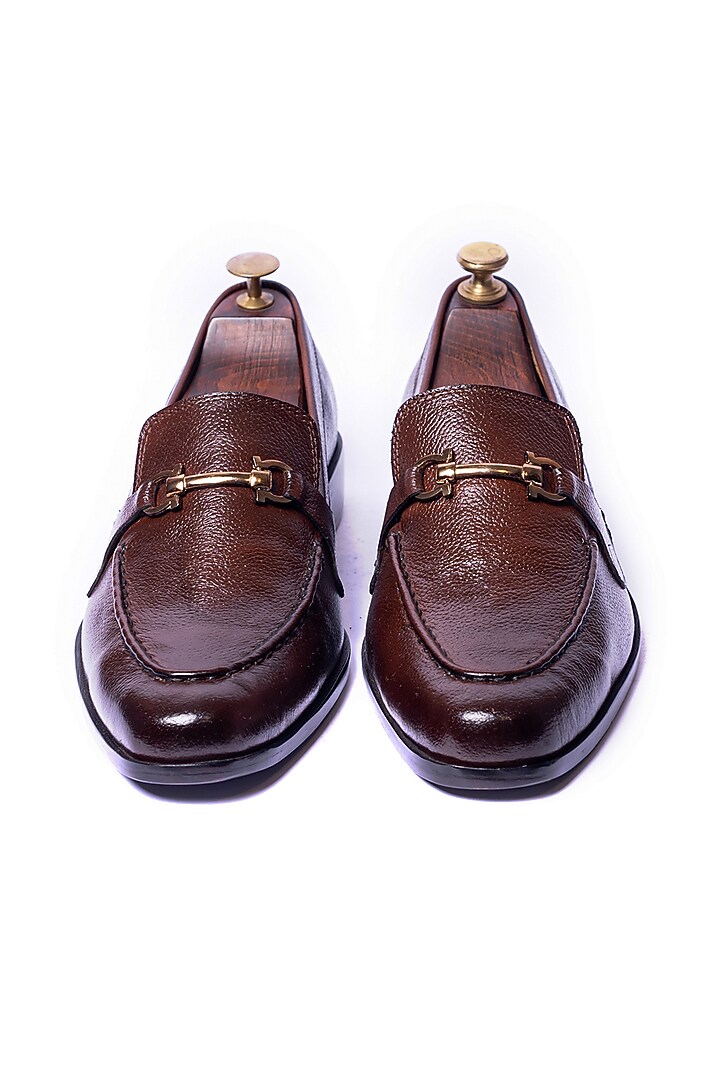 Brown Leather Hand Sprayed Dual Tone Loafers by ARTIMEN at Pernia's Pop Up Shop