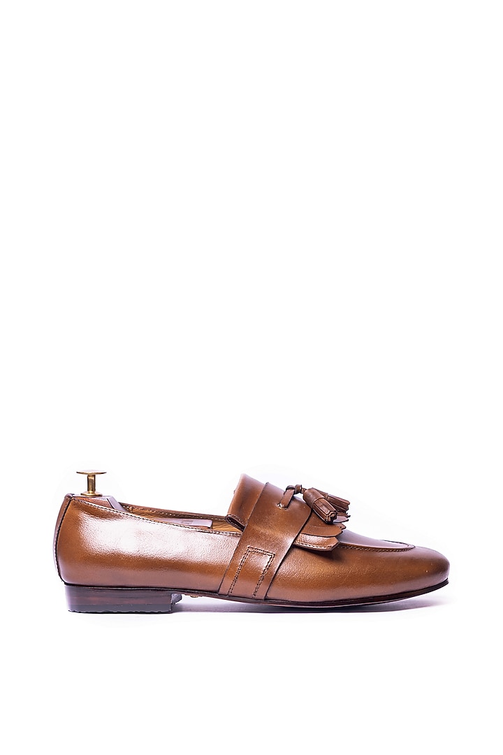 Burnt Tan Leather Tassel Loafers by ARTIMEN at Pernia's Pop Up Shop