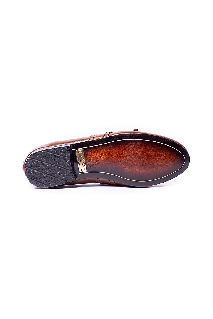 Burnt Tan Leather Tassel Loafers by ARTIMEN at Pernia's Pop Up Shop
