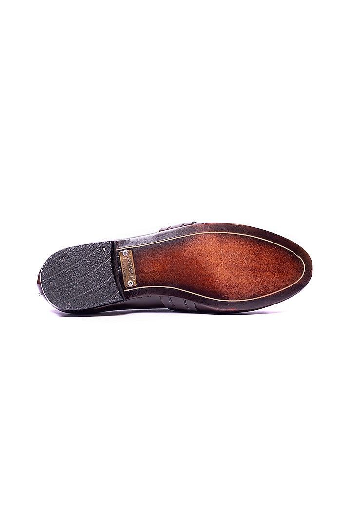 Brushed Brown Leather Penny Loafers by ARTIMEN at Pernia's Pop Up Shop