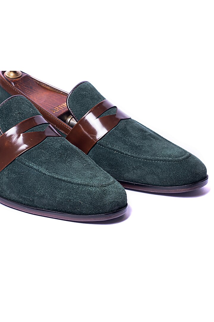 Deep Suede Leather Penny Loafers by ARTIMEN at Pernia's Pop Up Shop