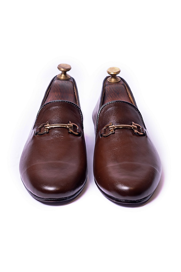 Brown Handcrafted Leather Dual-Tone Loafers by ARTIMEN at Pernia's Pop Up Shop