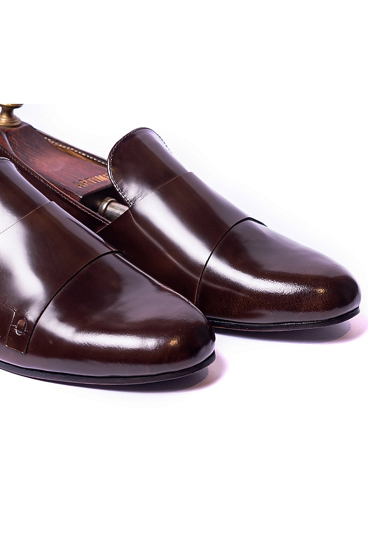 Brown Leather Brushed Loafers by ARTIMEN at Pernia's Pop Up Shop