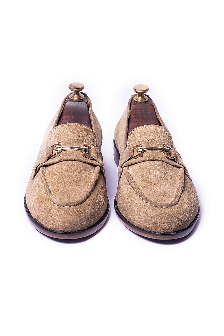 Beige Suede Leather Loafers by ARTIMEN