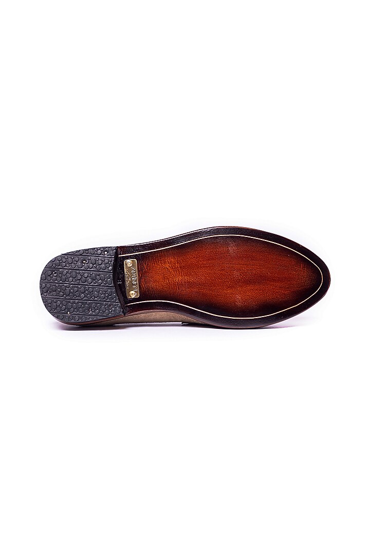 Beige Handcrafted Suede Loafers by ARTIMEN at Pernia's Pop Up Shop