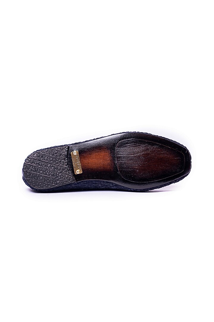 Ink Blue Suede Handwoven Loafers by ARTIMEN at Pernia's Pop Up Shop