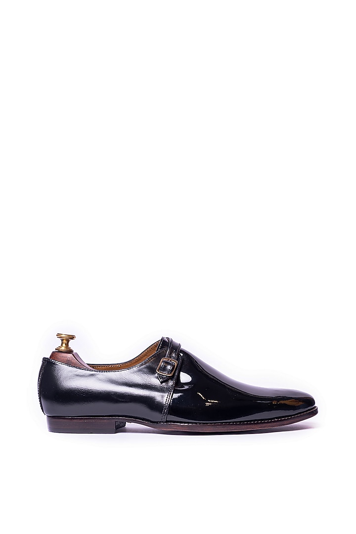 Black Patent Leather Monk Shoes by ARTIMEN at Pernia's Pop Up Shop