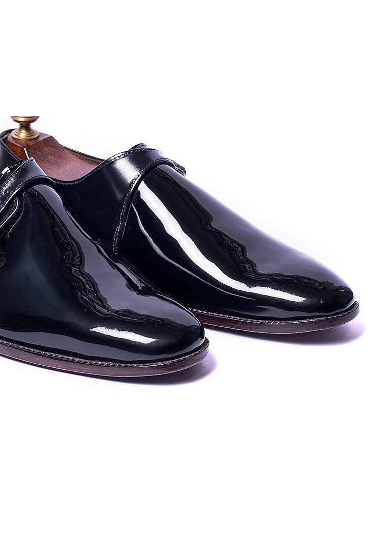 Black Patent Leather Monk Shoes by ARTIMEN at Pernia's Pop Up Shop