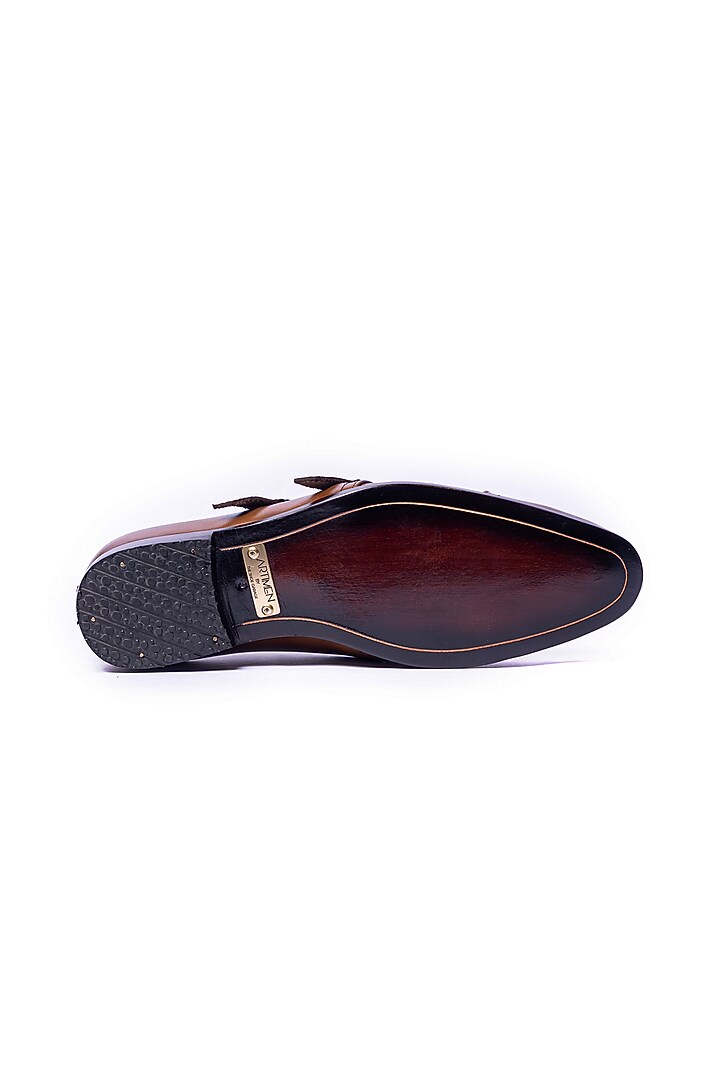 Tan Handcrafted Leather Monk Shoes by ARTIMEN at Pernia's Pop Up Shop