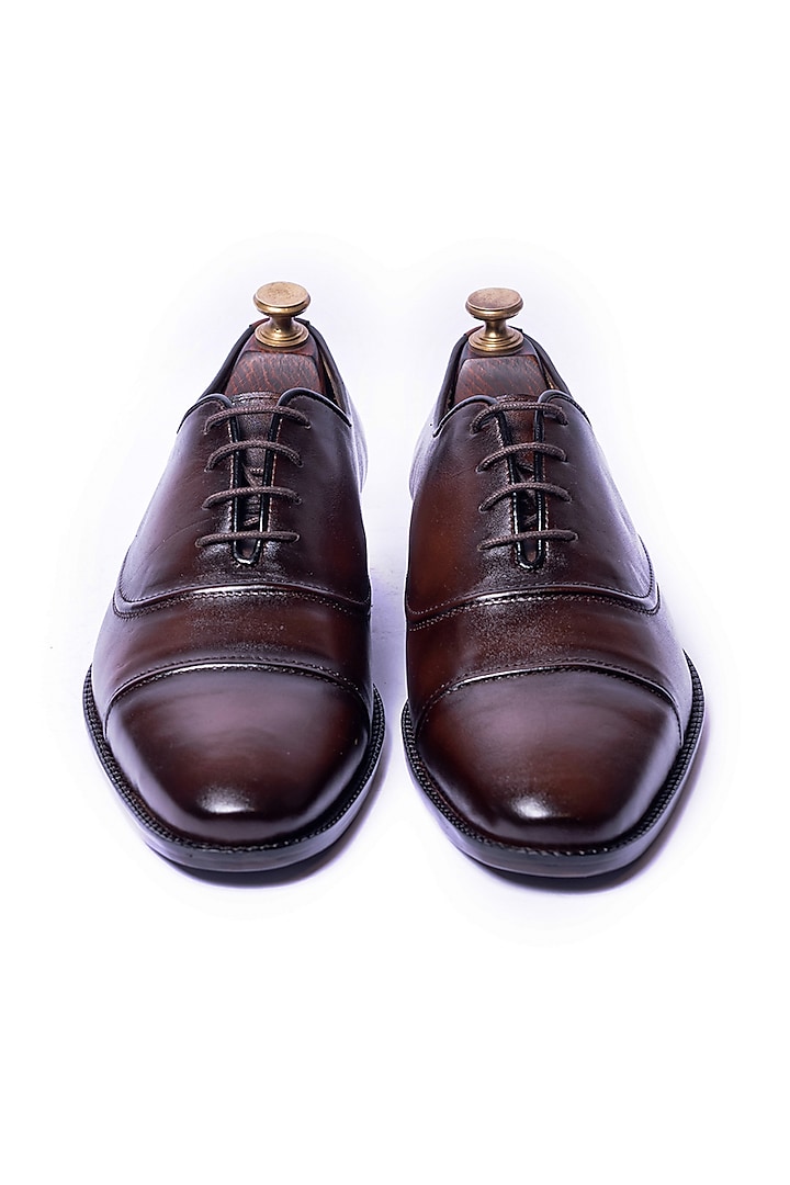 Deep Brunt Brown Hand Painted Shoes by ARTIMEN