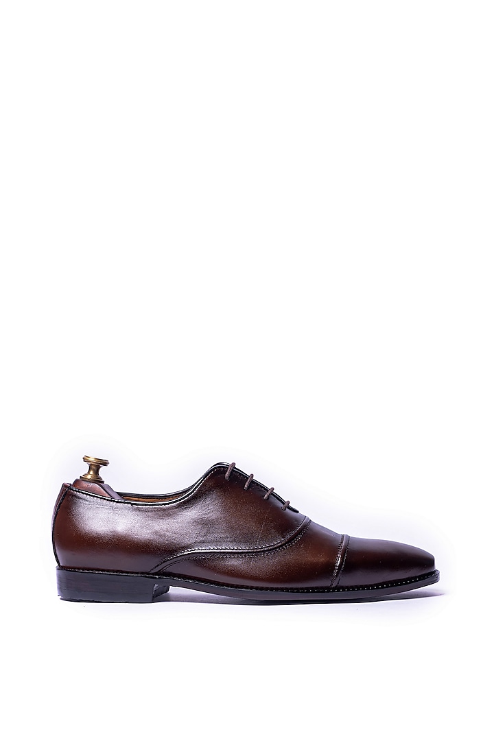 Deep Brunt Brown Hand Painted Shoes by ARTIMEN
