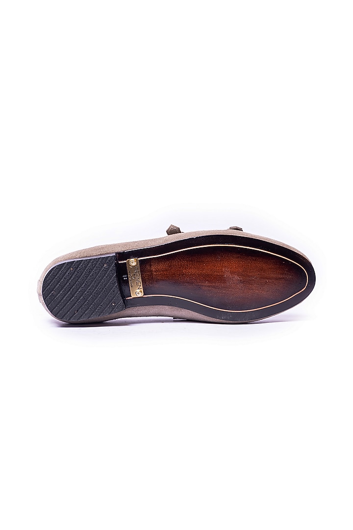 Beige Suede Monk Loafers by ARTIMEN at Pernia's Pop Up Shop