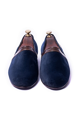 Blue Leather Shoes by ARTIMEN