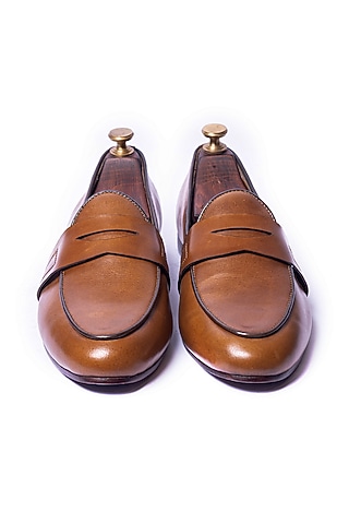 Burnt Tan Leather Loafers by ARTIMEN