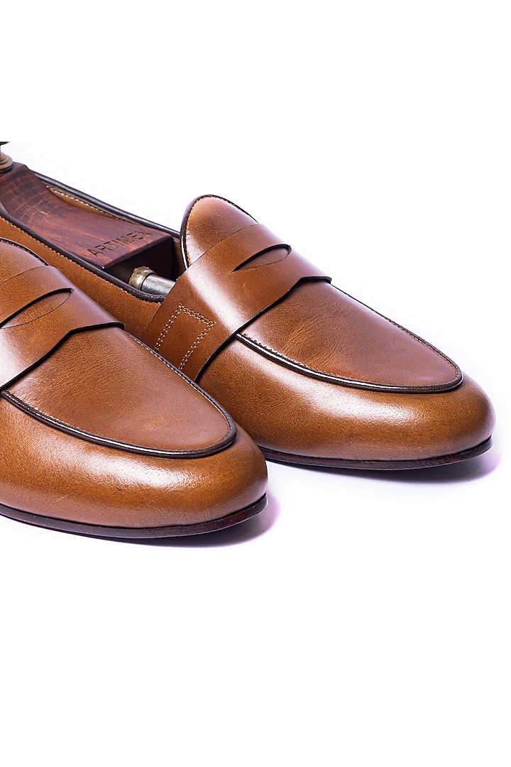 Burnt Tan Leather Loafers by ARTIMEN at Pernia's Pop Up Shop