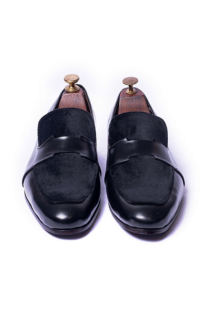 Black Loafers With Black Straps by ARTIMEN