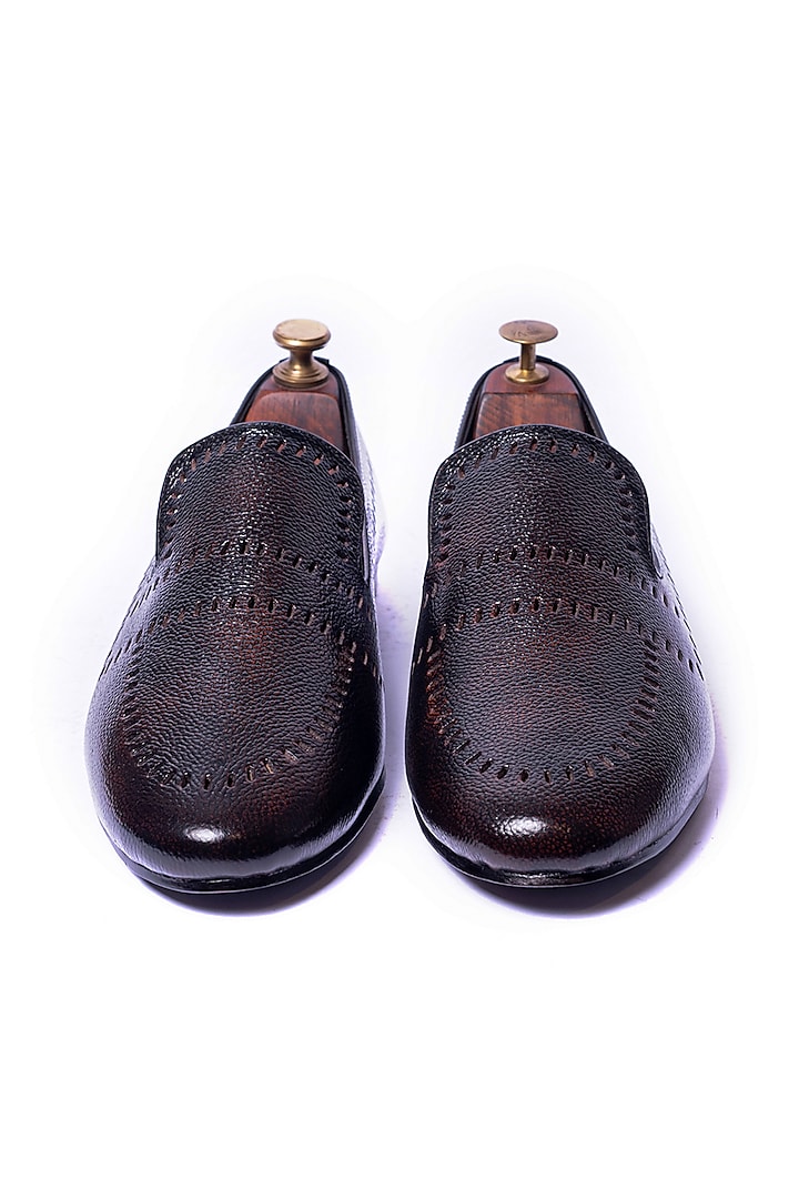 Burnt Brown Punch Loafers by ARTIMEN