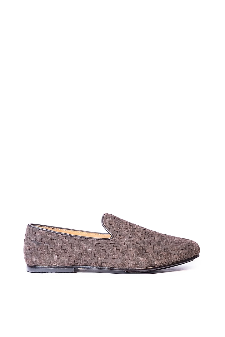 Brown Handwoven Leather Loafers by ARTIMEN at Pernia's Pop Up Shop