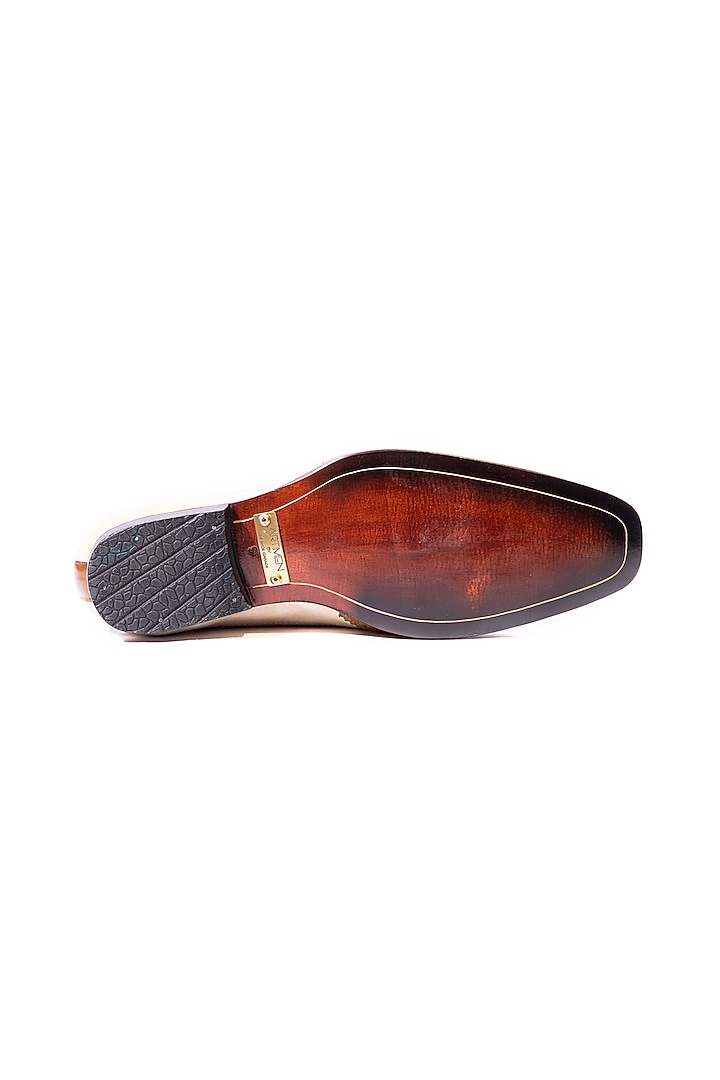 Brown & White Leather Brogue Shoes by ARTIMEN at Pernia's Pop Up Shop