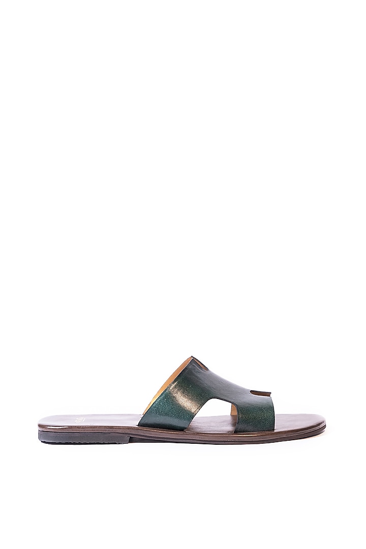 Green Leather Slippers by ARTIMEN at Pernia's Pop Up Shop