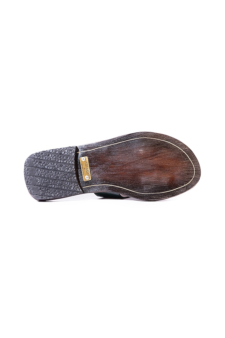 Green Leather Slippers by ARTIMEN at Pernia's Pop Up Shop