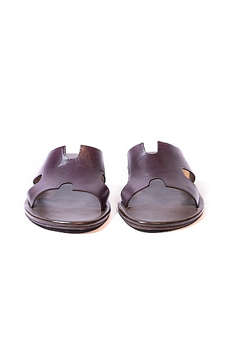 Purple Leather Slippers by ARTIMEN