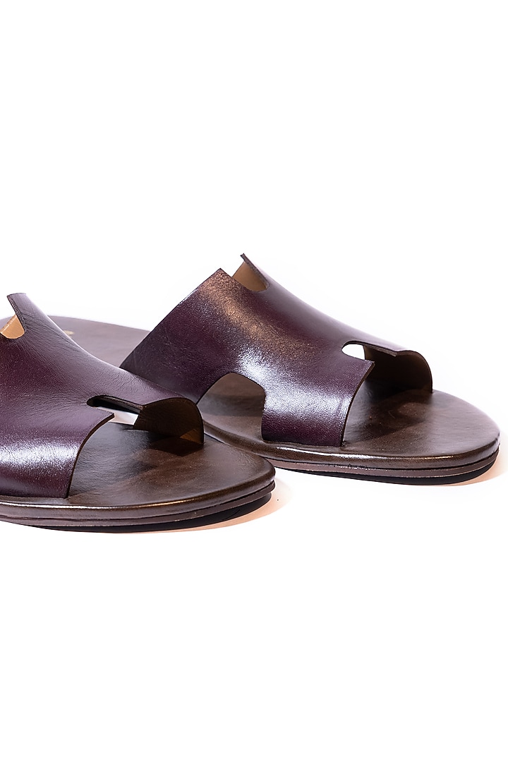 Purple Leather Slippers by ARTIMEN at Pernia's Pop Up Shop
