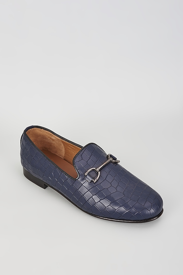Blue Leather Loafers by ARTIMEN at Pernia's Pop Up Shop