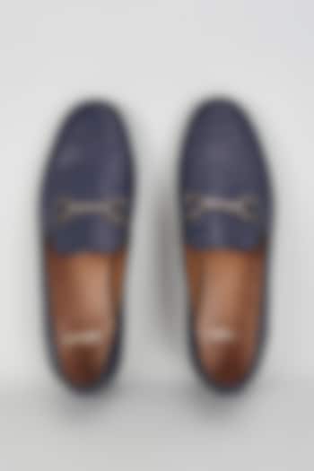 Blue Leather Loafers by ARTIMEN