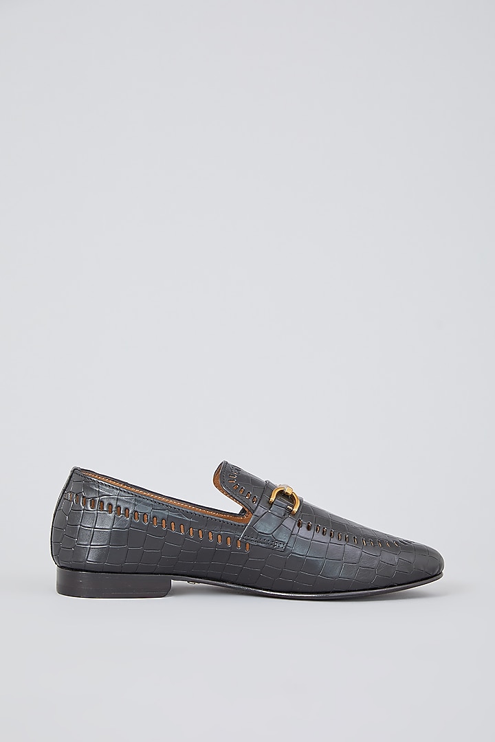 Grey Leather Loafers by ARTIMEN at Pernia's Pop Up Shop