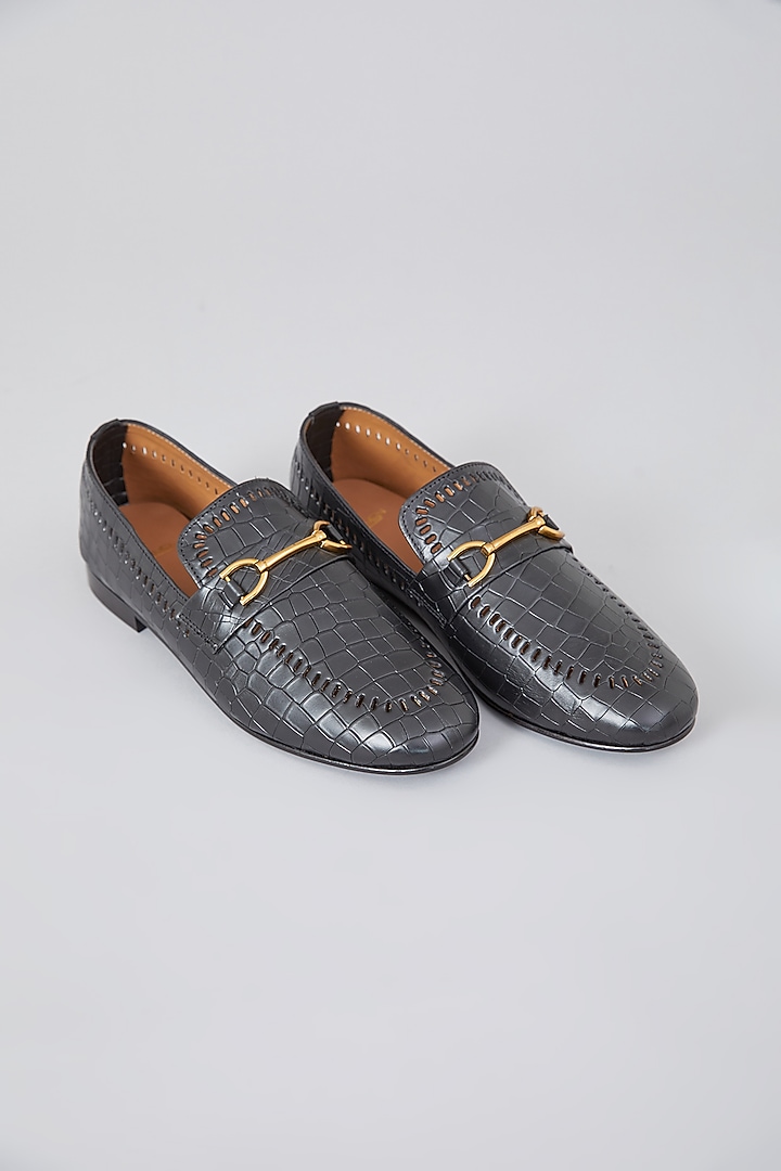 Grey Leather Loafers by ARTIMEN at Pernia's Pop Up Shop
