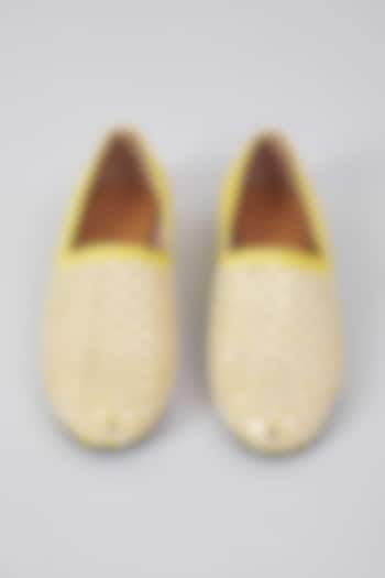 Yellow Leather Mirror Embroidered Espadrilles by ARTIMEN