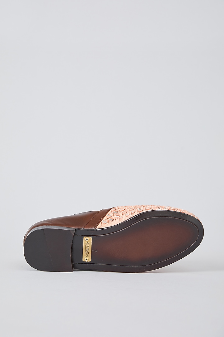 Pink Leather Mirror Embroidered Espadrilles by ARTIMEN at Pernia's Pop Up Shop