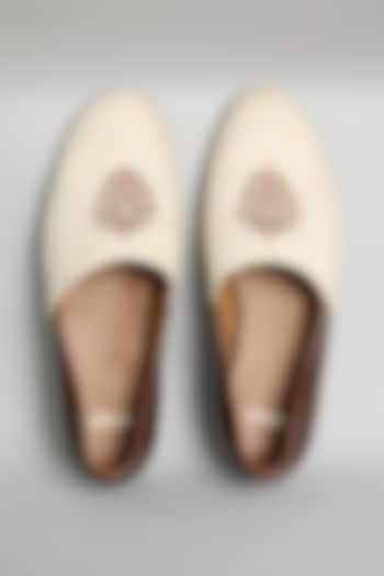 Ivory & Brown Leather Loafers by ARTIMEN at Pernia's Pop Up Shop