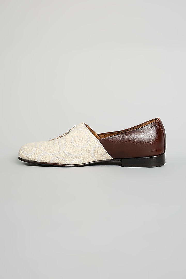 Ivory & Brown Leather Loafers by ARTIMEN at Pernia's Pop Up Shop