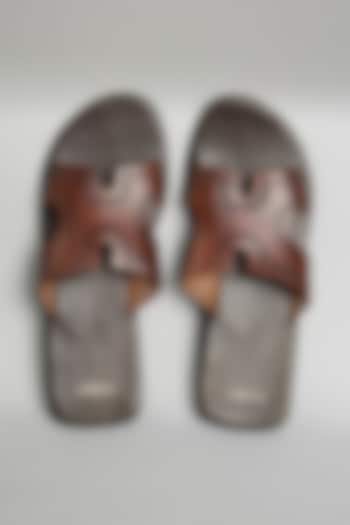 Tan Leather Slippers by ARTIMEN at Pernia's Pop Up Shop