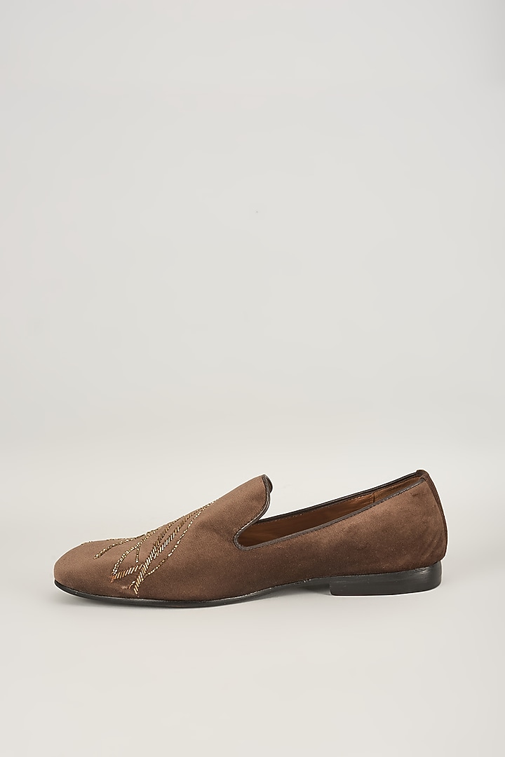 Brown Velvet Loafers by ARTIMEN at Pernia's Pop Up Shop