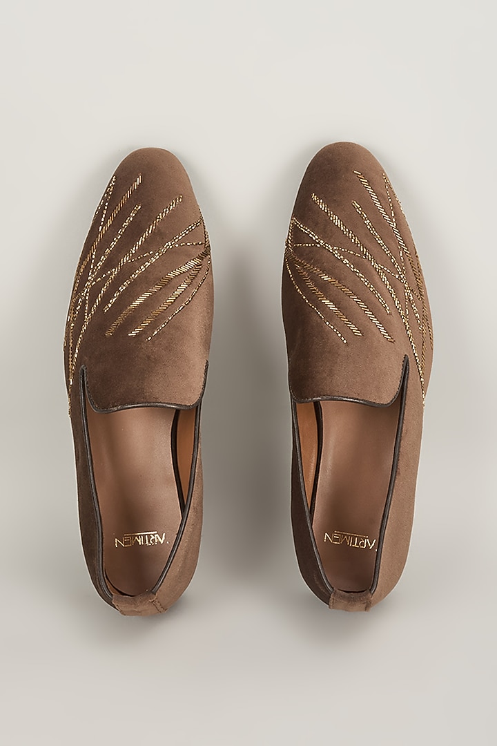 Brown Velvet Loafers by ARTIMEN at Pernia's Pop Up Shop