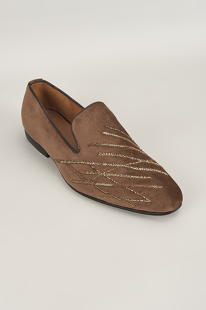 Brown Velvet Loafers by ARTIMEN at Pernia's Pop Up Shop