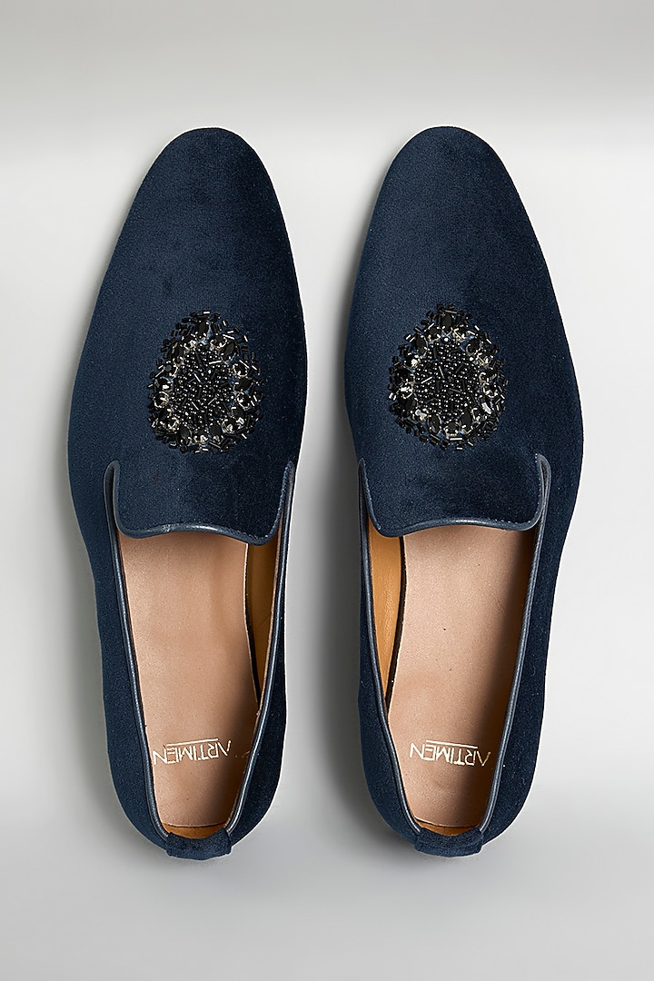 Blue Leather Loafers by ARTIMEN at Pernia's Pop Up Shop