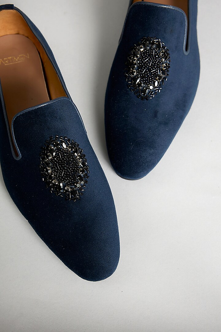 Blue Leather Loafers by ARTIMEN at Pernia's Pop Up Shop