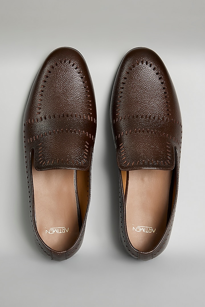 Brown Leather Loafers by ARTIMEN at Pernia's Pop Up Shop