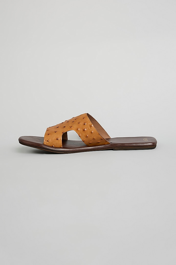 Tan Leather Slippers by ARTIMEN at Pernia's Pop Up Shop