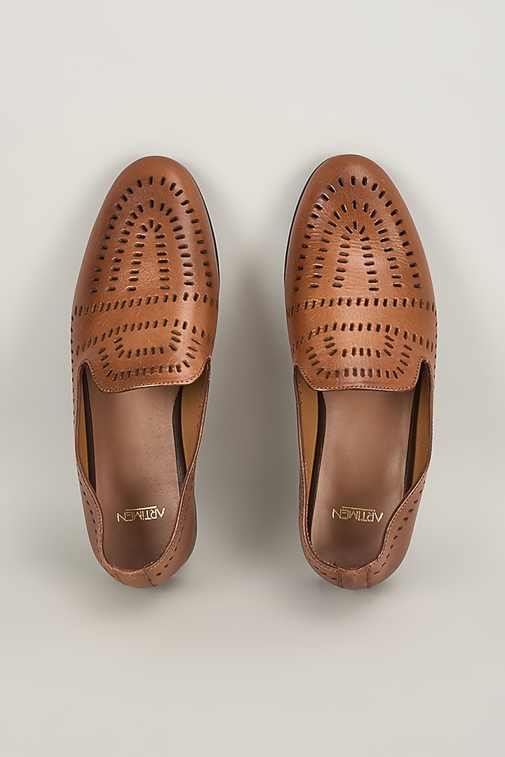 Tan Leather Loafers by ARTIMEN at Pernia's Pop Up Shop